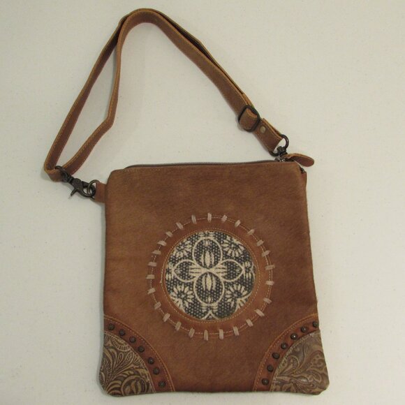 Myra Cotton / Leather Crossbody Bag - Picture 1 of 15